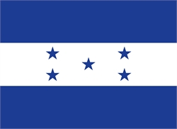 [ai] The flag of Honduras featuring three horizontal stripesâ€”two blue and one white. It includes five blue stars arranged in an X pattern on the white stripe, symbolizing the five original Central American states.